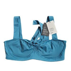 Knix Balcony Cup Bikini Top, Tidepool, Tie Back, Size XL 38A-DD